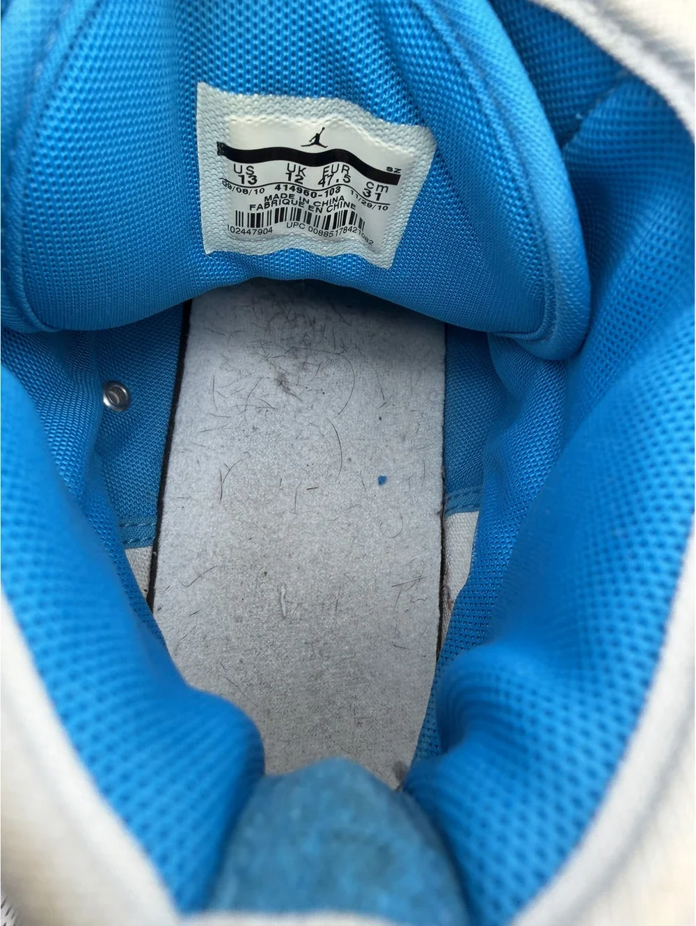 Vintage Jordan High Top Sneakers White with Blue and Beige Accents, Size 13